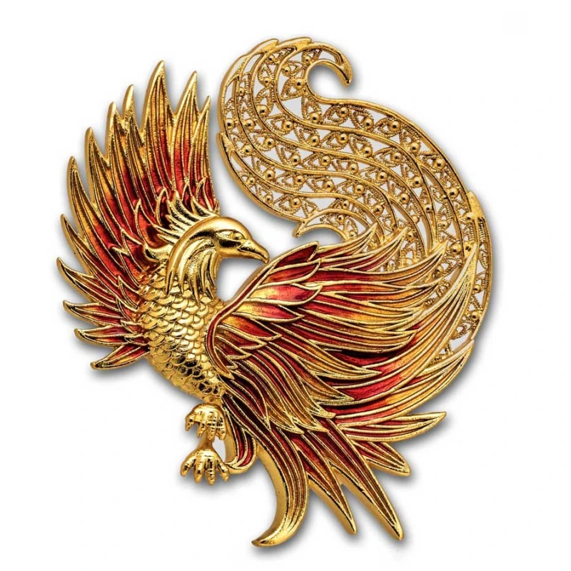 Samoa : pièce en argent Phoenix 2025 colorée et dorée 2 Once Pièces de collection