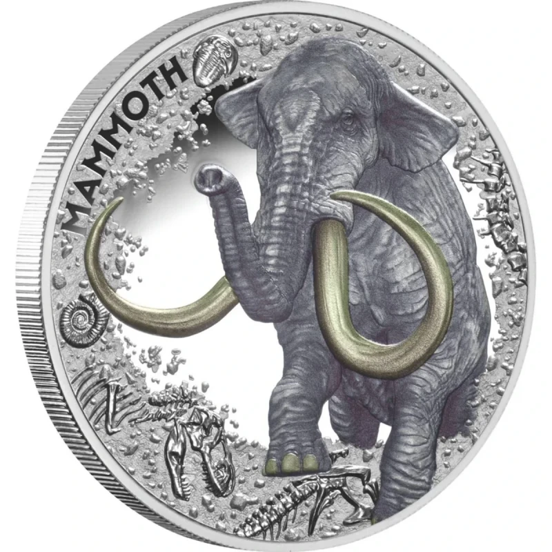 Niue Mammoth Silver Coin 2025 (proof, colorized), 31.1 g. pure silver (0.999 proof) Collectible coins