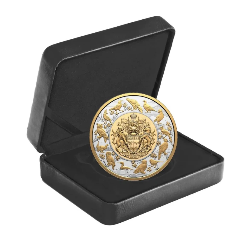 Canada : pièce d'argent Oiseaux du Canada 2024 Belle Épreuve dorée 5 Once Pièces de collection
