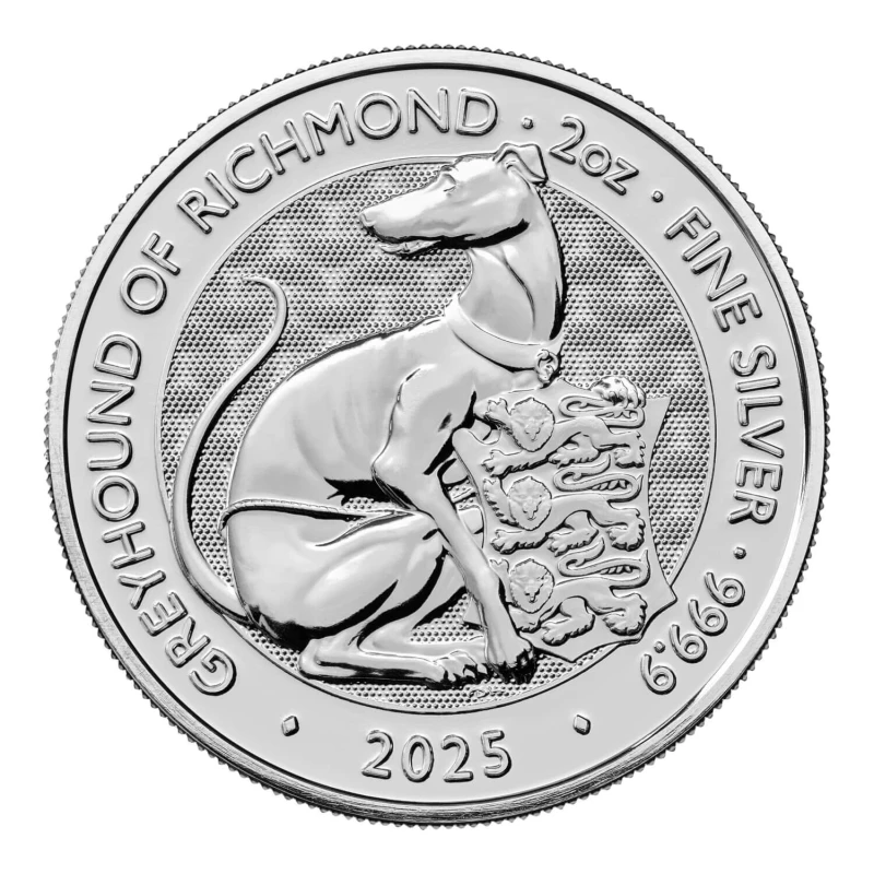 Royaume-Uni Pièce d'argent The Royal Tudor Beasts Greyhound of Richmond 2025 2 once Pièces de collection