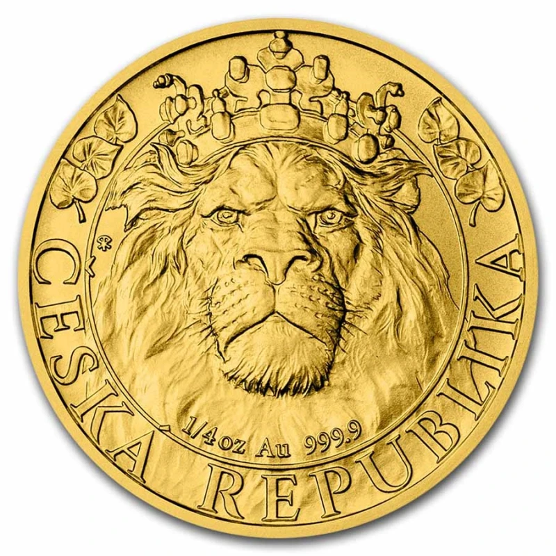 Золотая монета Ниуэ Чешский лев 2022 1/4 oz