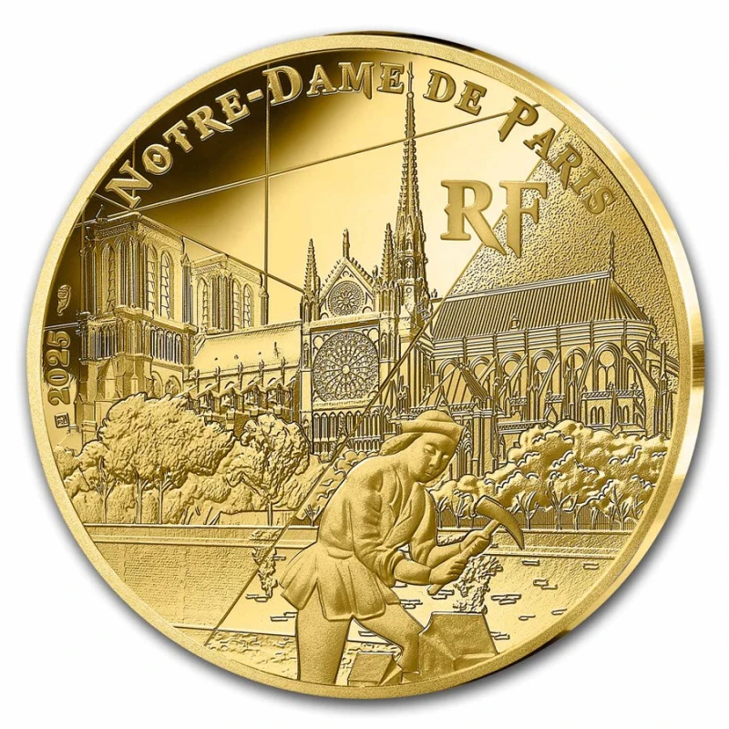 France : pièce d'or Notre-Dame de Paris 2025 Belle Épreuve 1 once Pièces de collection