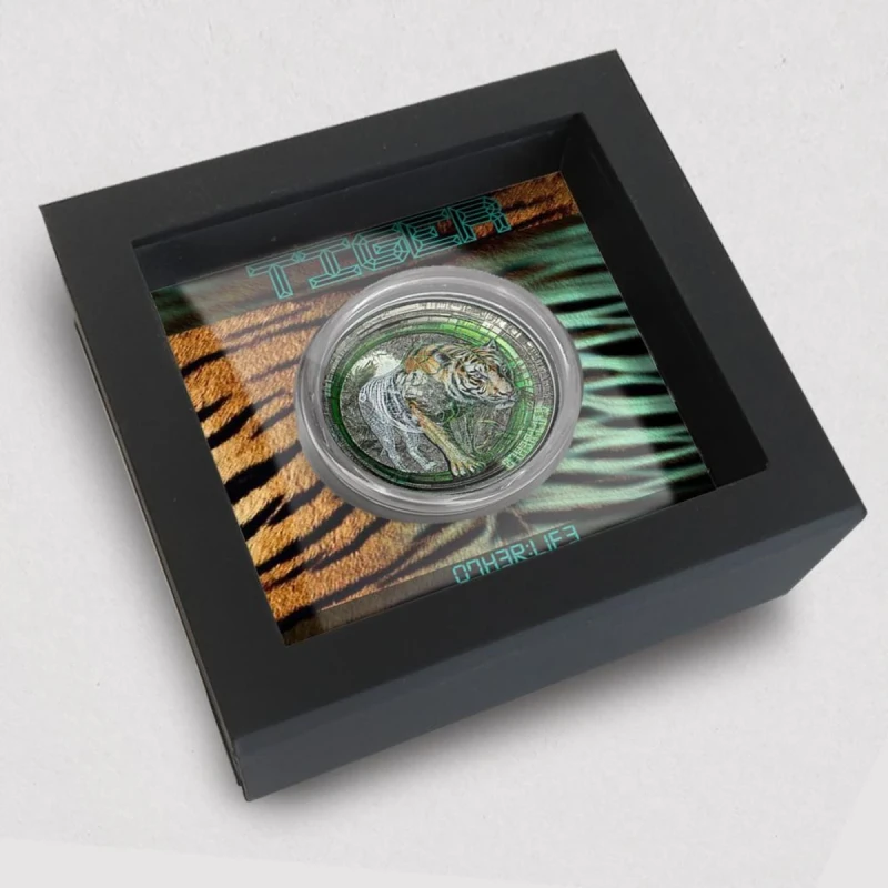 Cook Islands: silver coin Tiger 2025 Black Proof 3 oz Collectible coins