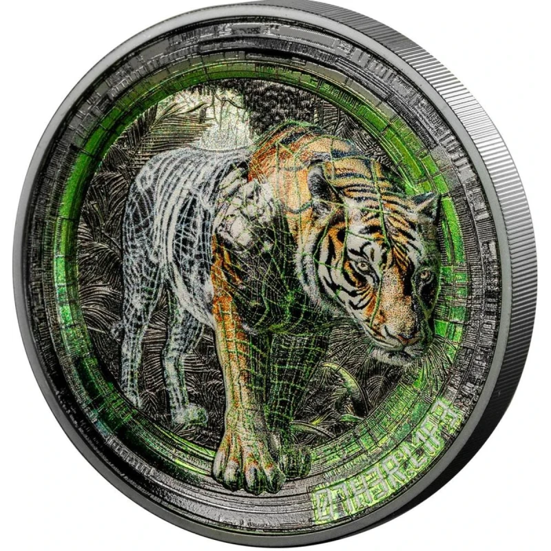 Cook Islands: silver coin Tiger 2025 Black Proof 3 oz Collectible coins