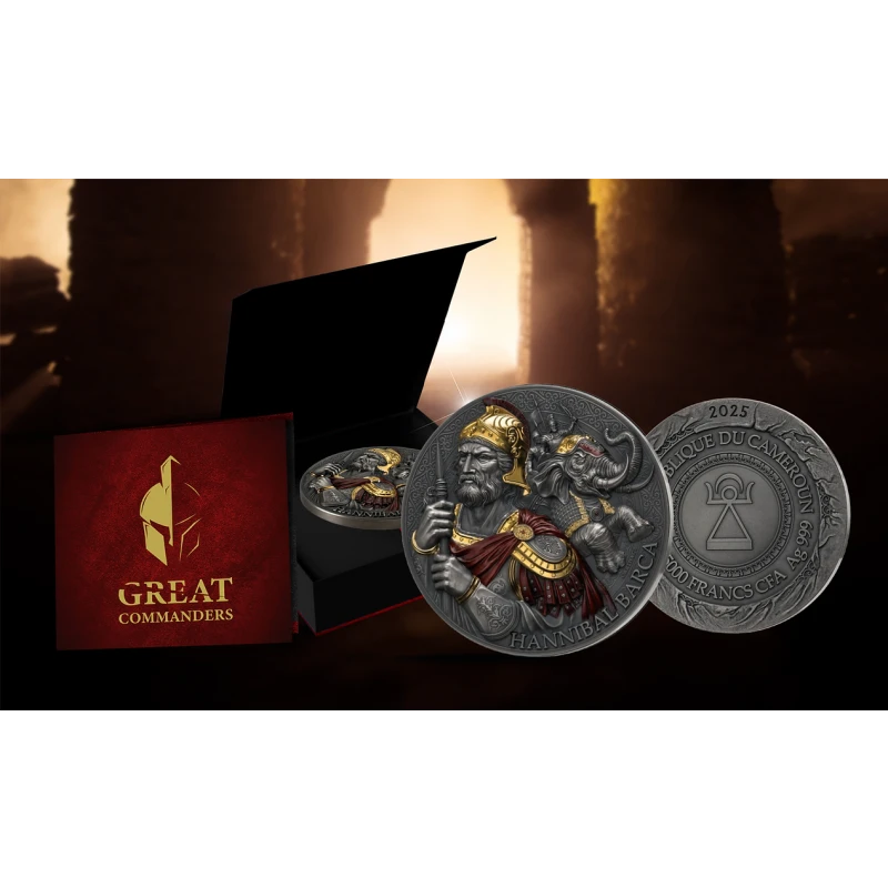 Cameroun : pièce en argent Hannibal 2025 5 oz Pièces de collection