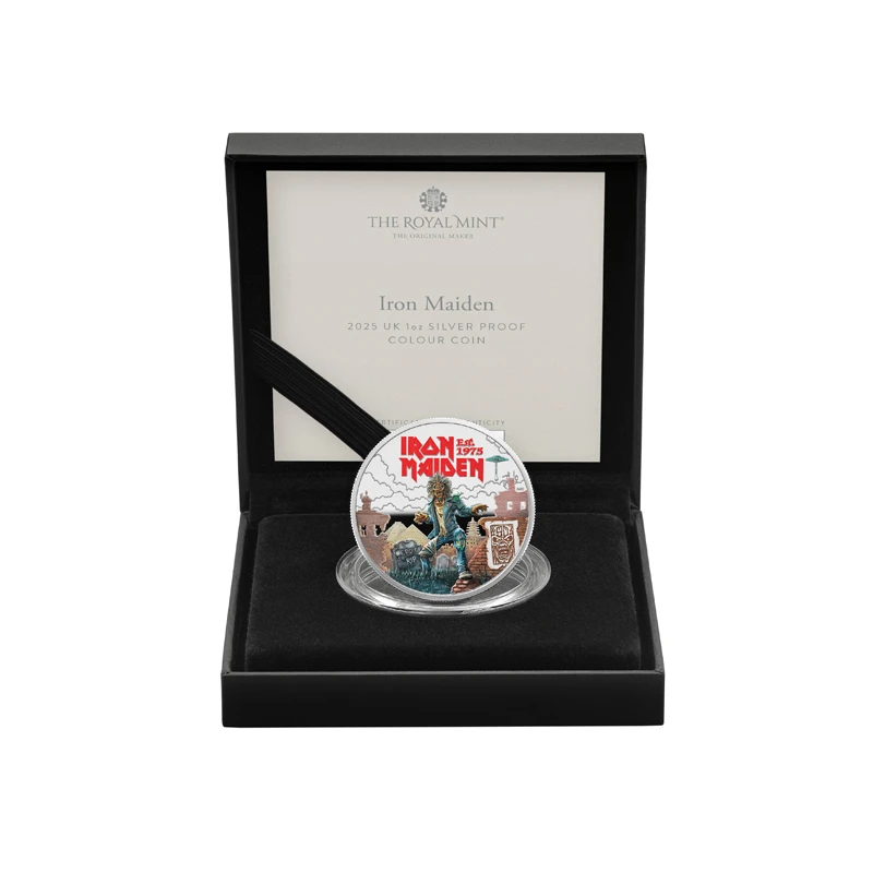 UK: silver coin Iron Maiden 2025 Proof colored 1 oz Collectible coins