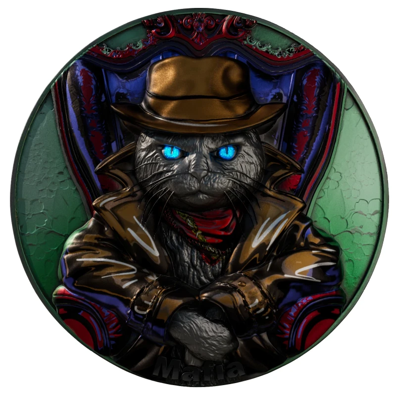 Cameroun : pièce en argent Meow Mafia 2025 2 once Pièces de collection