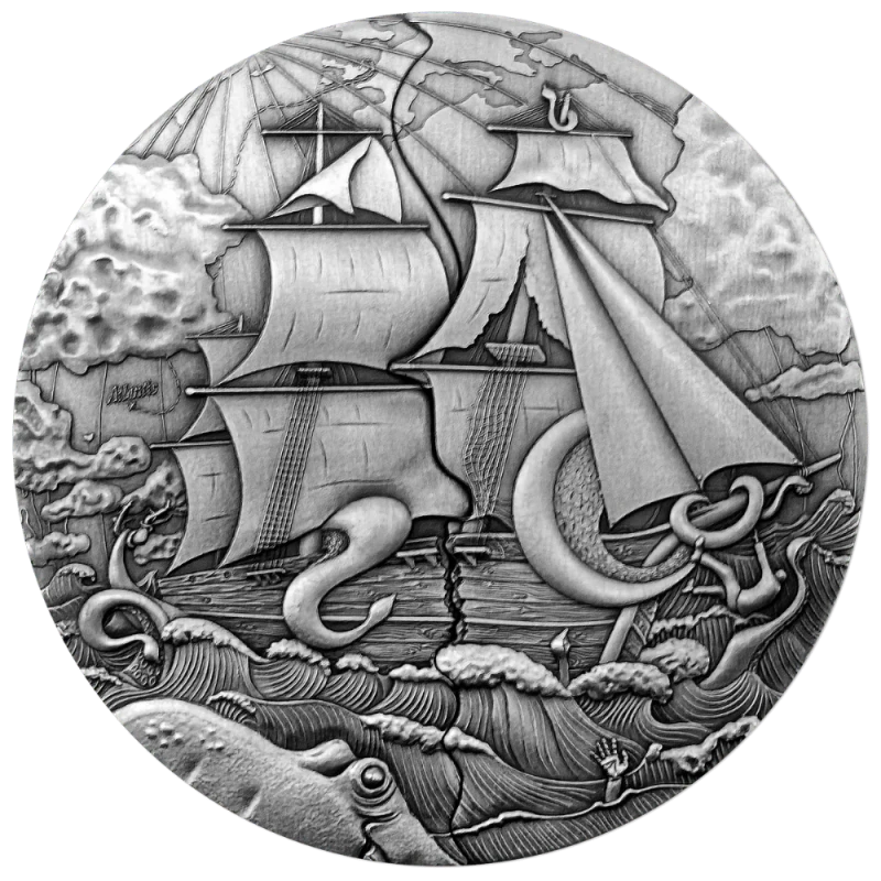 Samoa : pièce d'argent Atlantide 2025 dorée 5 Once Pièces de collection