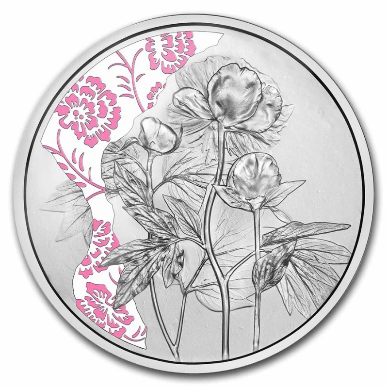 Austria Silver Coin Peony 2024 Proof 1/2 oz Collectible coins