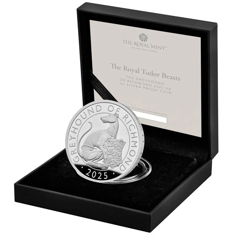 United Kingdom Silver Coin The Tudor Beasts White Greyhound of Richmond 2025 Proof 1 oz Collectible coins