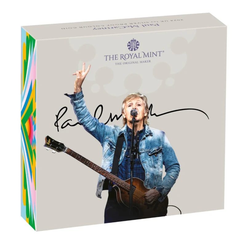 Royaume-Uni Pièce d'argent Paul McCartney 2024 Belle Épreuve colorée 1 once Pièces de collection