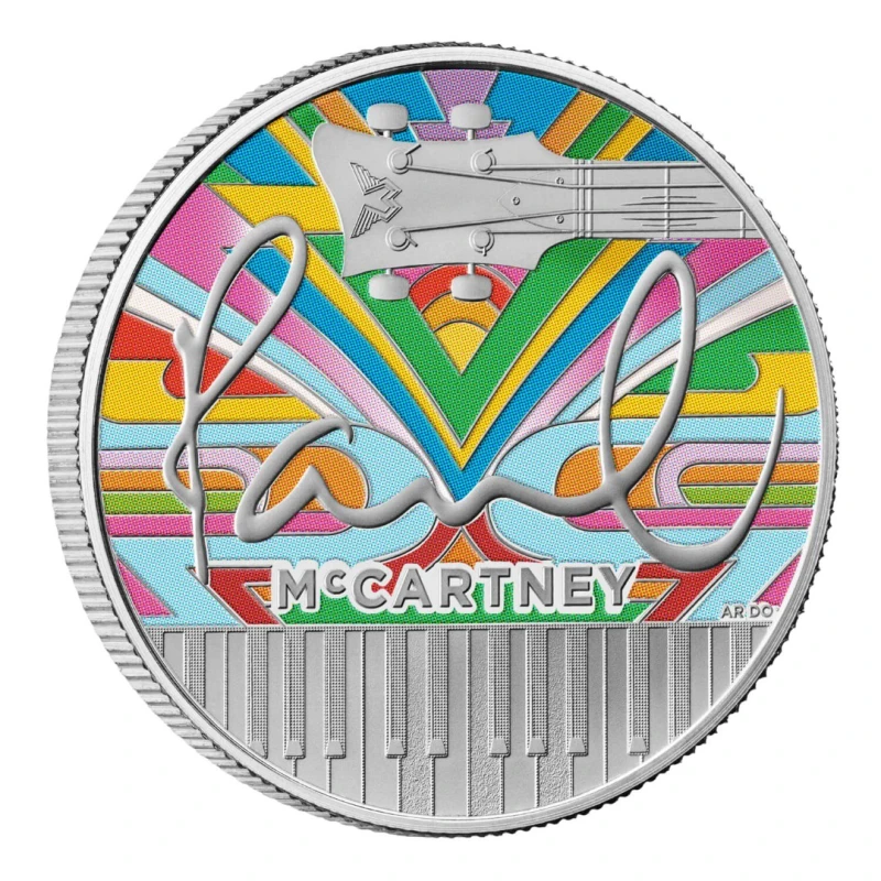 Royaume-Uni Pièce d'argent Paul McCartney 2024 Belle Épreuve colorée 1 once Pièces de collection