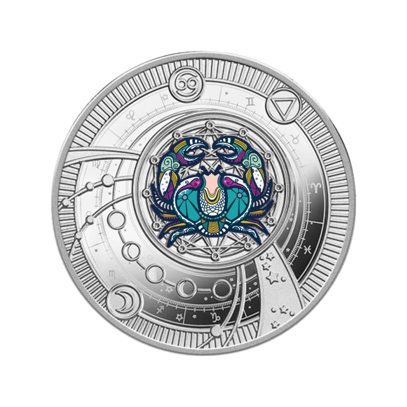 Cameroun : pièce en argent Cancer 2025 Belle Épreuve colorée 10 g Pièces de collection