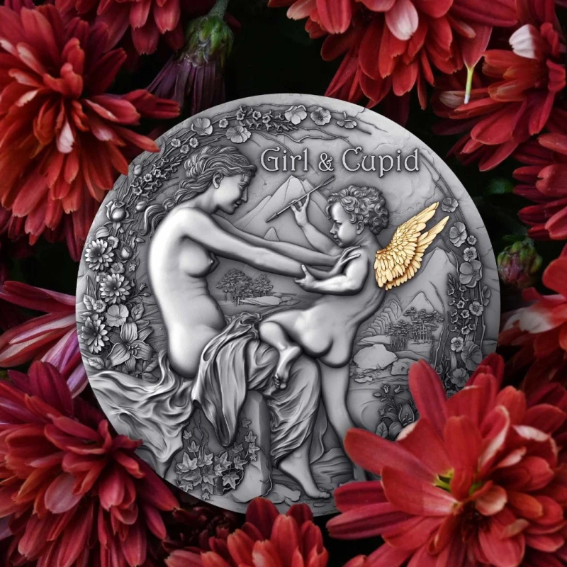 Cameroon: silver coin Girl and Cupid 2023 2 oz Collectible coins