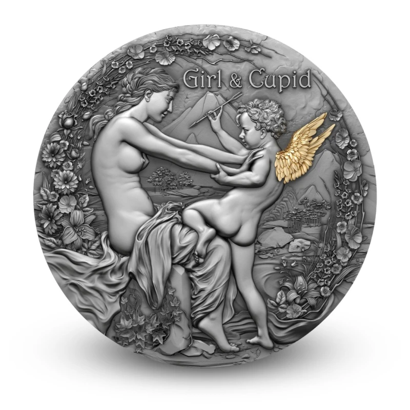 Cameroon: silver coin Girl and Cupid 2023 2 oz Collectible coins