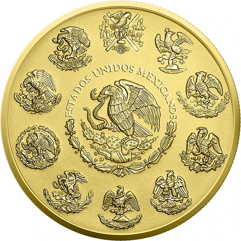 Mexico: silver coin Aztec Temple 2023 gilded colored 1 oz Collectible coins