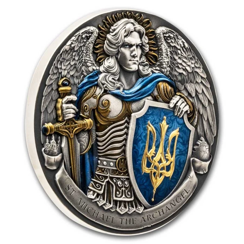 Niue: silver coin St. Michael the Archangel 2024 colored 5 oz Collectible coins