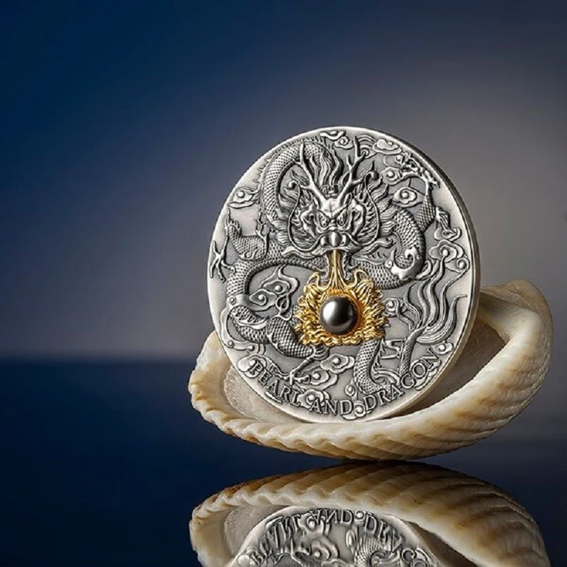 Niue : pièce en argent Perle noire et dragon 2023 2 Once Pièces de collection