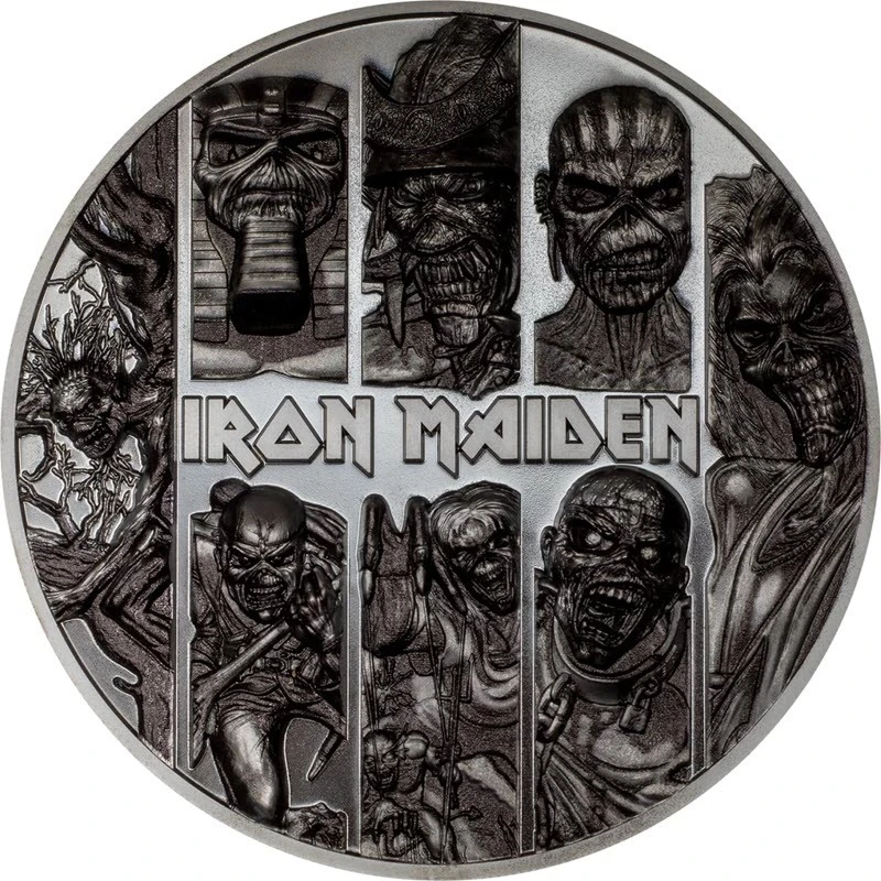 Iles Cook : pièce d'argent IRON MAIDEN Eddie 2024 Black Belle Épreuve 3 once Pièces de collection