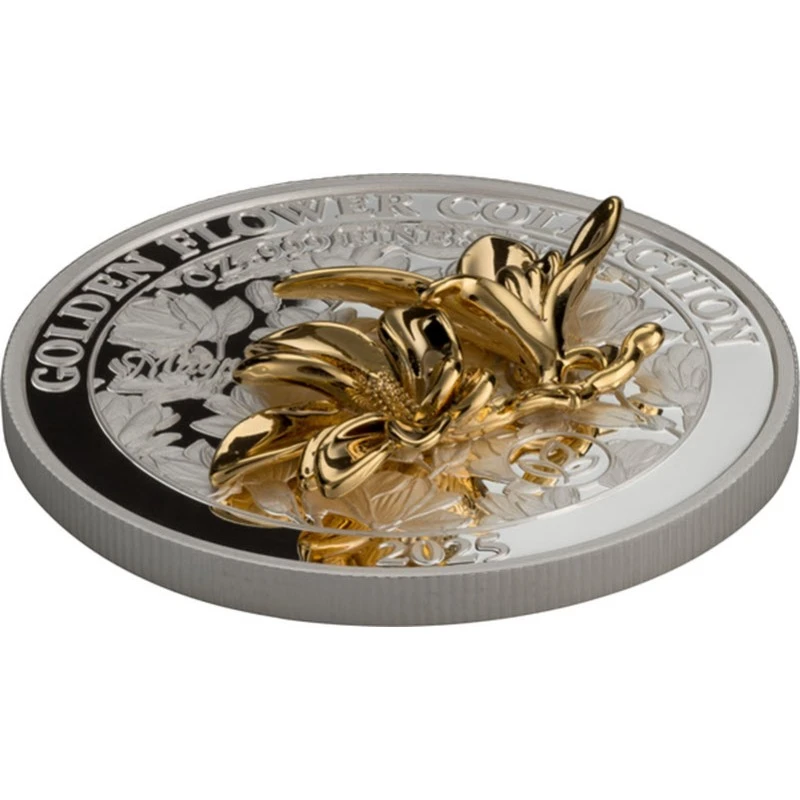 Samoa : pièce en argent Magnolia 2025 Belle Épreuve dorée 1 once Pièces de collection