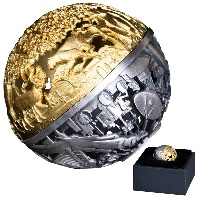 Pièce en argent Samoa Nature et technologie 2025 dorée 2 Once Pièces de collection