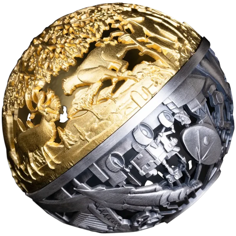 Pièce en argent Samoa Nature et technologie 2025 dorée 2 Once Pièces de collection