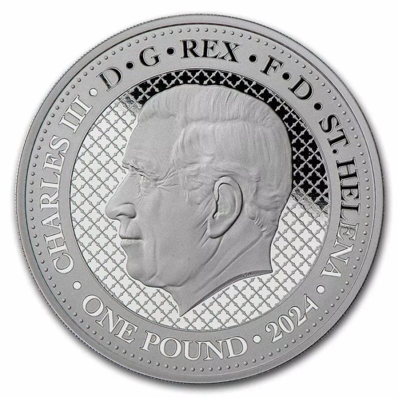 Sainte-Hélène Pièce d'investissement en argent Faune indienne Léopard des neiges 2024 1 once Pièces d'investissement