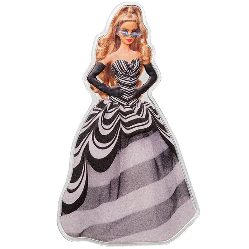 Pièces de monnaie en argent des Îles Salomon Saphir bleu Barbie 2024 colorées 1 once Pièces de collection