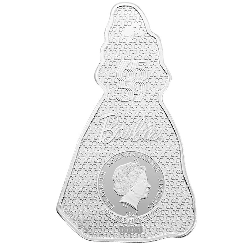Pièces de monnaie en argent des Îles Salomon Saphir bleu Barbie 2024 colorées 1 once Pièces de collection