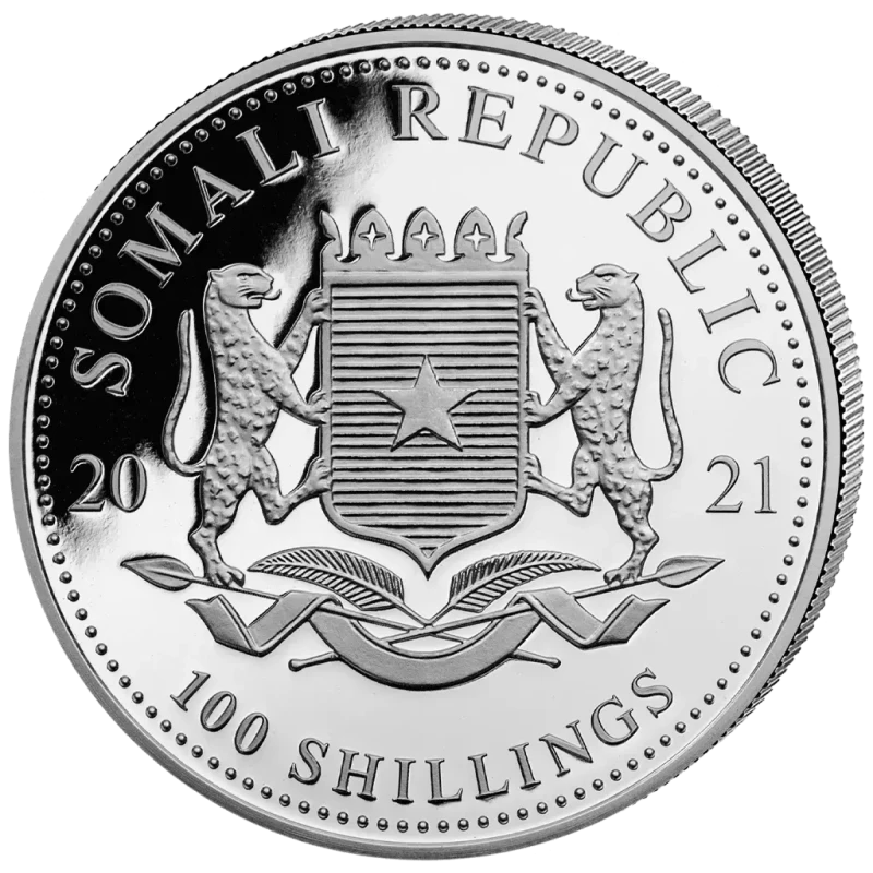 Somalie Pièce d'investissement en argent Faune africaine Éléphant 2021 1 once Pièces d'investissement