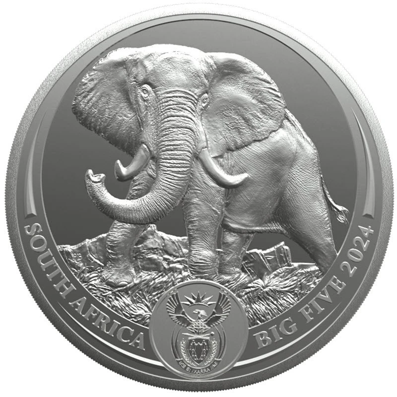 Afrique du Sud Pièce d'argent Éléphant 2024 Belle Épreuve 1 Kilo Pièces de collection