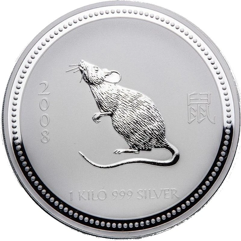 Australie Pièce d'argent Lunaire I Année du Rat 2008 1000 g Pièces d'investissement