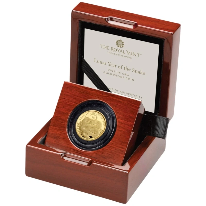 United Kingdom Gold Coin Year of the Snake 2025 Proof 1/4 oz Collectible coins
