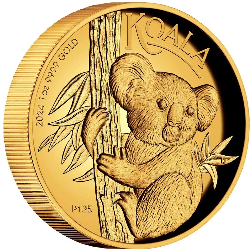 Australie Pièce d'or Koala 2024 Belle Épreuve en haut relief 1 once Pièces de collection
