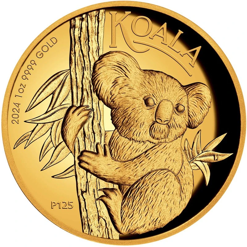 Australie Pièce d'or Koala 2024 Belle Épreuve en haut relief 1 once Pièces de collection