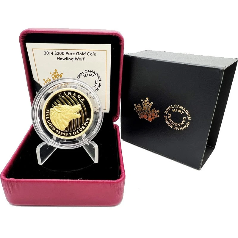 Canada Pièce d'or Loup hurlant 2014 Belle Épreuve 1 once Pièces de collection
