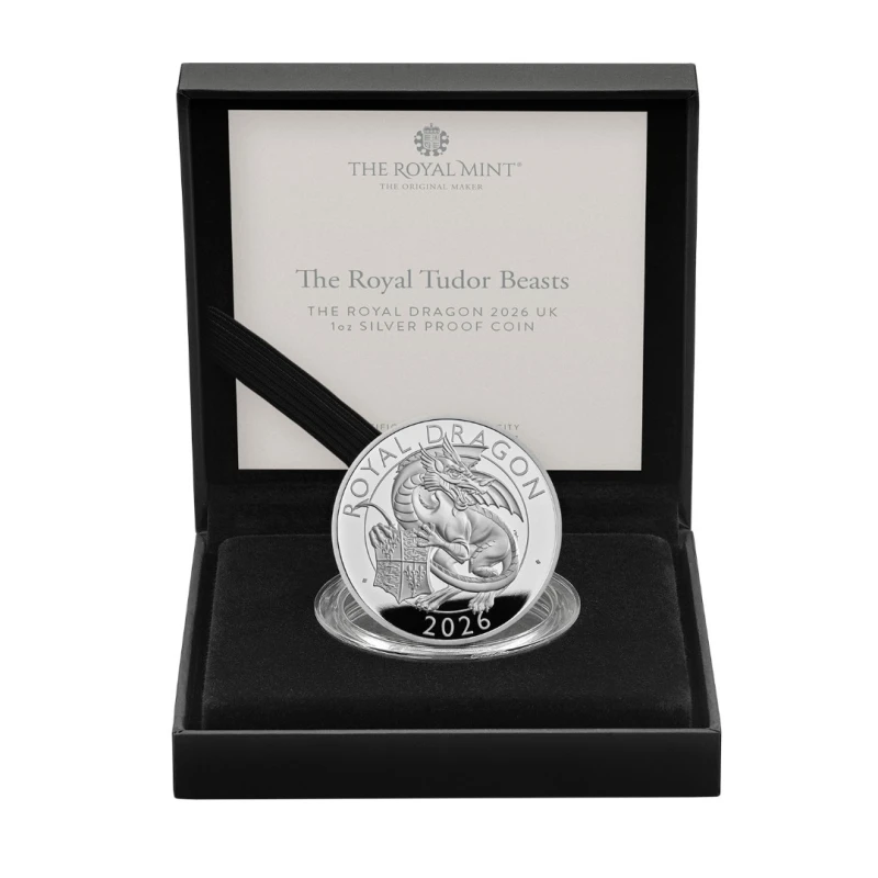 Royaume-Uni Pièce d'argent Royal Dragon 2026 Belle Épreuve 1 once Pièces de collection