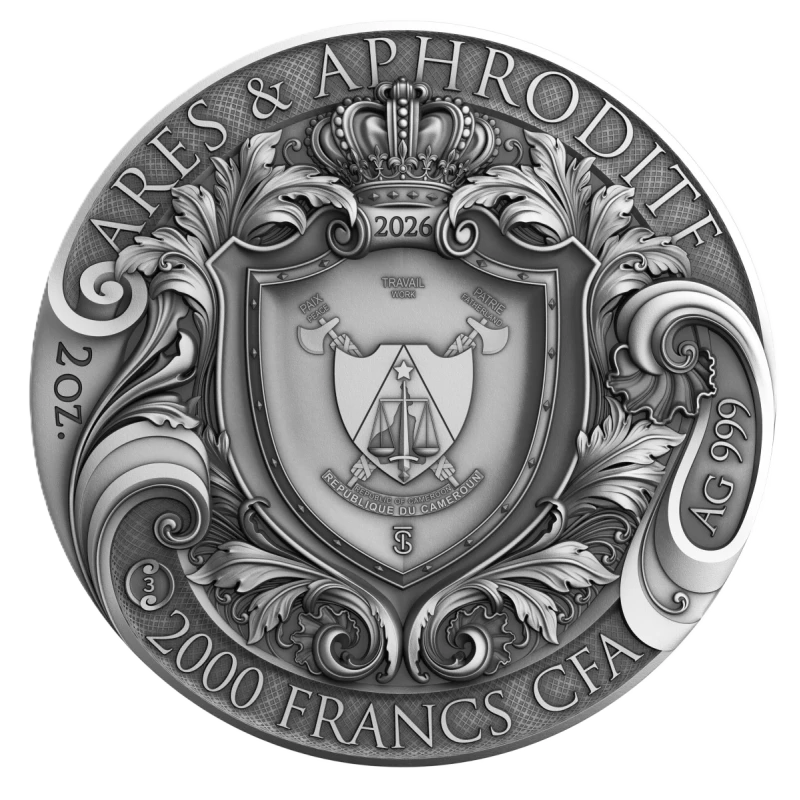 Cameroun Pièce en argent Arès et Aphrodite 2026 2 Once Pièces de collection