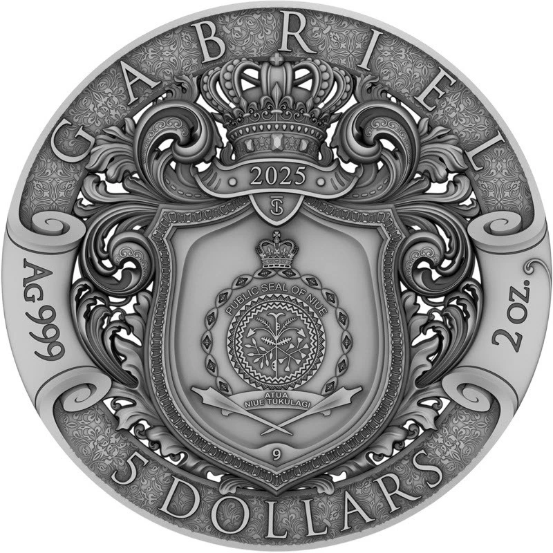 Niue Pièce en argent Archange Gabriel 2025 doré 2 once Pièces de collection